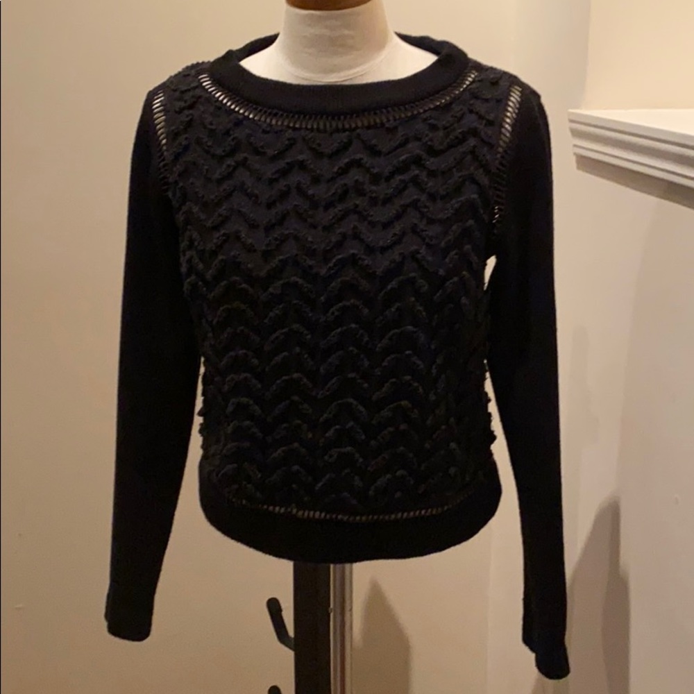 Tracey Reese black beaded combo sweater